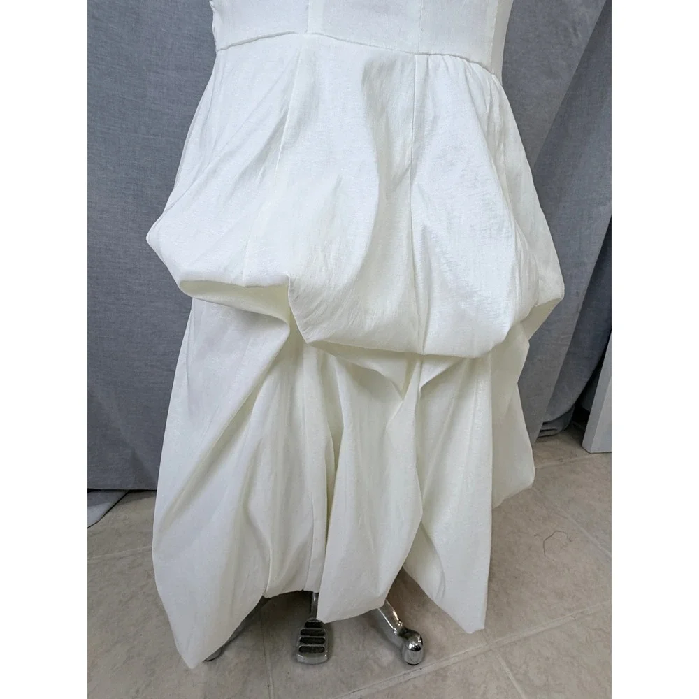 Vintage Jessica McClintock Ivory Ruched Mermaid Gown Rhinestone Brooch 10 - Picture 10 of 11